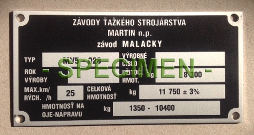 štítek Strojárne Malacky a.s. MV5-028 (009)