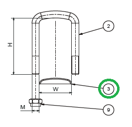 segment,podložka pod třmen pera, M27 W=121 Bogie type D,E,I,K ADR 454201